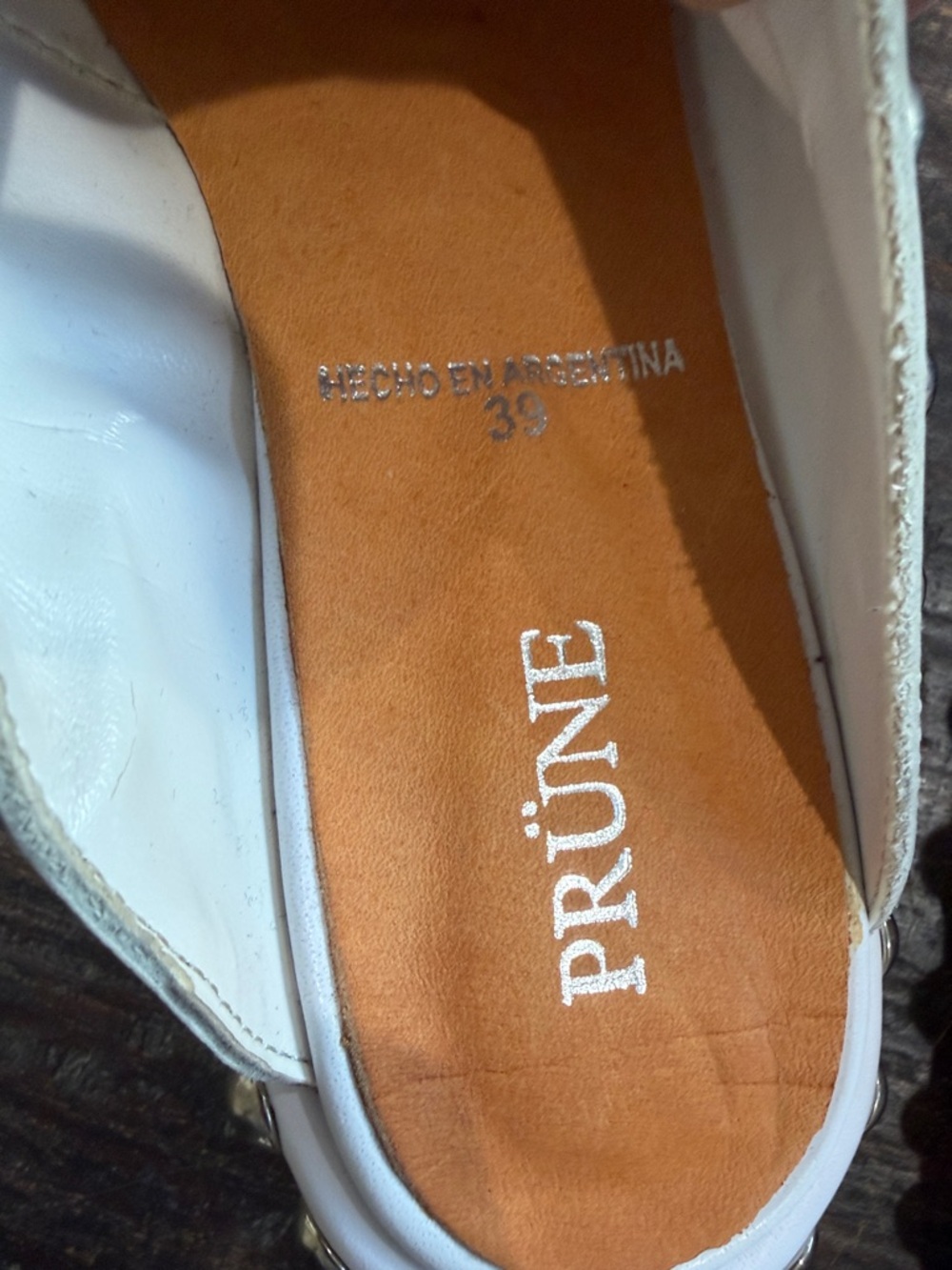 PRÜNE White Studded Slip-On Mules size 39 - Picture 3 of 16